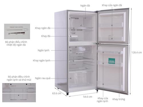 Tủ lạnh 171L Toshiba S19VPP(S), 2 cánh, ngăn đá trên